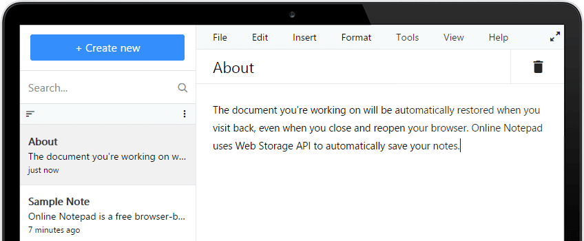 Doseo Online Notepad Screenshot