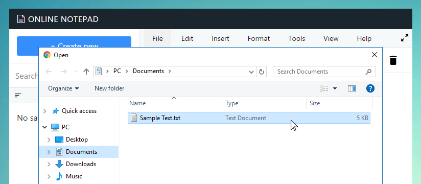 Open file dialog in Doseo